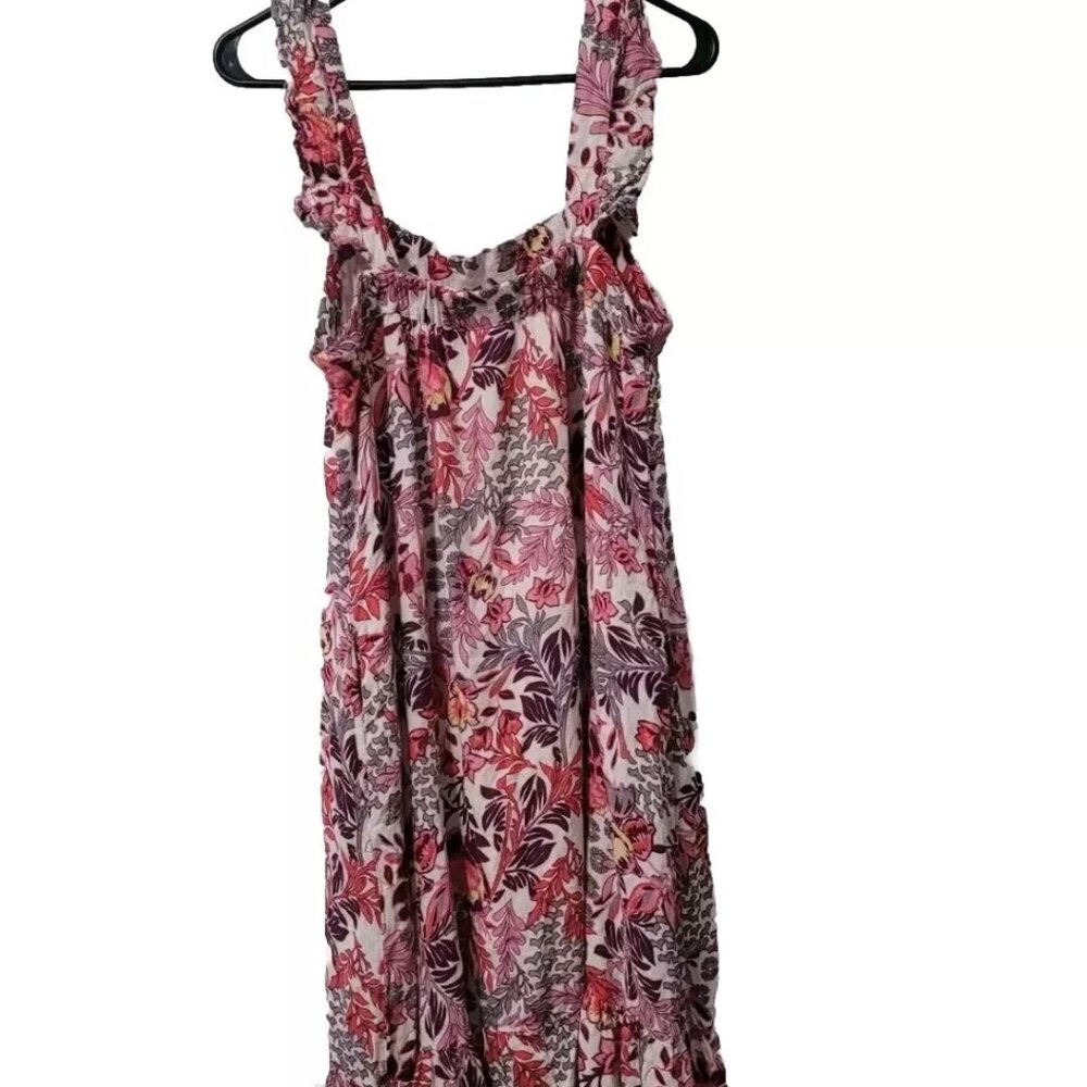 Long Pink Floral boho Summer Dress Knox Rose Sz L
